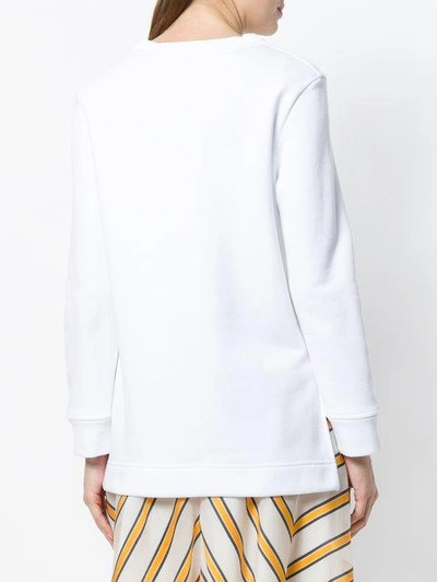 Shop Fendi Palm Embroidered Sweatshirt In White