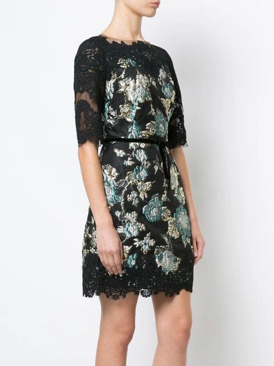 Shop Marchesa Floral Pattern Cocktail Dress - Black