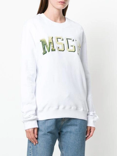Shop Msgm Sweatshirt Mit Logo-print - Weiss In White
