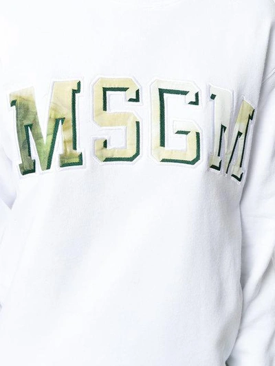 Shop Msgm Sweatshirt Mit Logo-print - Weiss In White