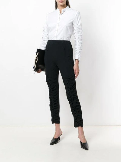 Shop Veronique Leroy Gathered Leg Trousers In Black