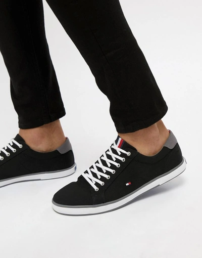 Tommy Hilfiger Harlow Lace Up Canvas Sneakers In Black - Black | ModeSens