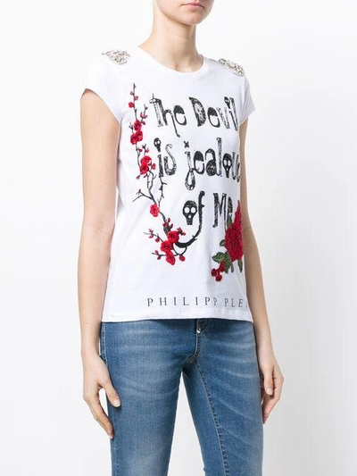 Shop Philipp Plein Jealous Of Me T-shirt - White