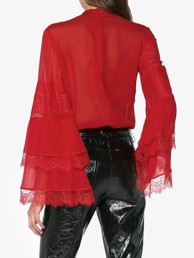 Shop Giambattista Valli Silk Lace Blouse In Red