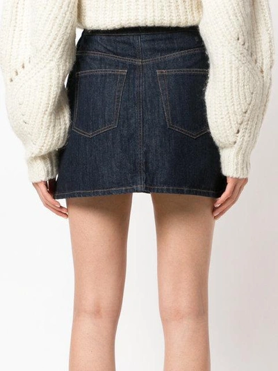 Shop Miu Miu Multi-patch Mini Denim Skirt
