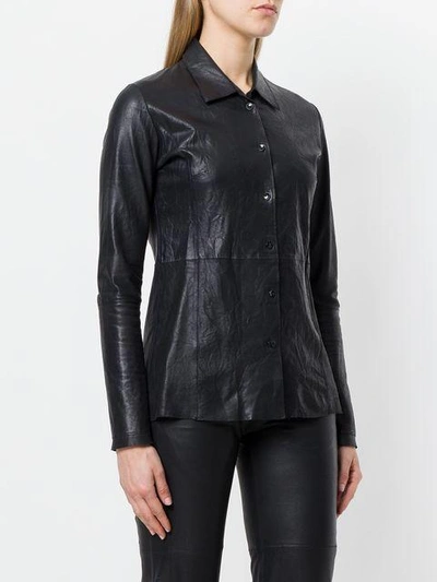 Shop Olsthoorn Vanderwilt Shirt Leather Jacket In Black