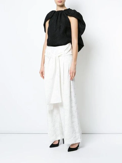 Shop Rosie Assoulin Pleated Wide Leg Trousers In White