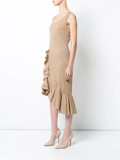 Shop Givenchy Sleeveless Ruffle Dress In Neutrals