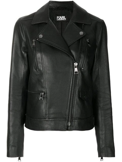 Shop Karl Lagerfeld Ikonik Odina Biker Jacket In Black