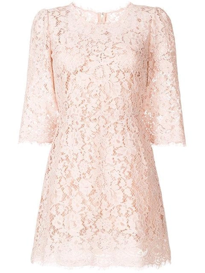 Shop Dolce & Gabbana Cordonetto Lace Mini Dress - Neutrals
