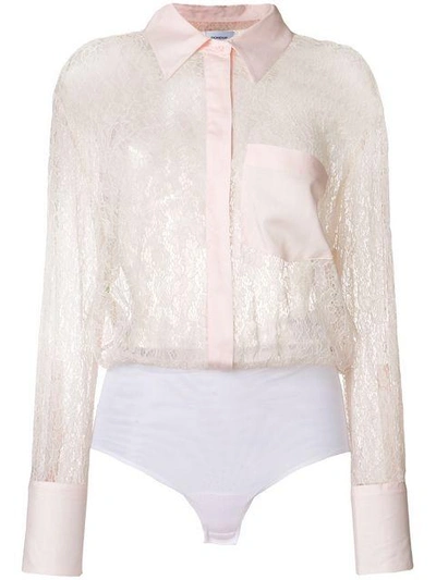 Shop Dondup Sheer Lace Shirt In 510 Rosa