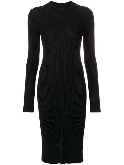 Shop Maison Margiela Ribbed Knit Dress In Black