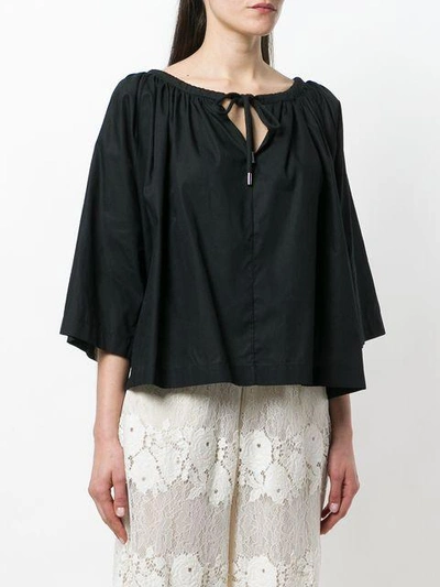 Shop Antonio Marras Cropped Sleeve Blouse - Black