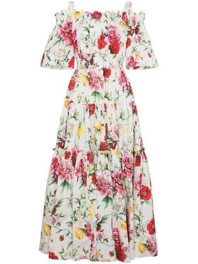Shop Dolce & Gabbana Floral Off The Shoulder Dress