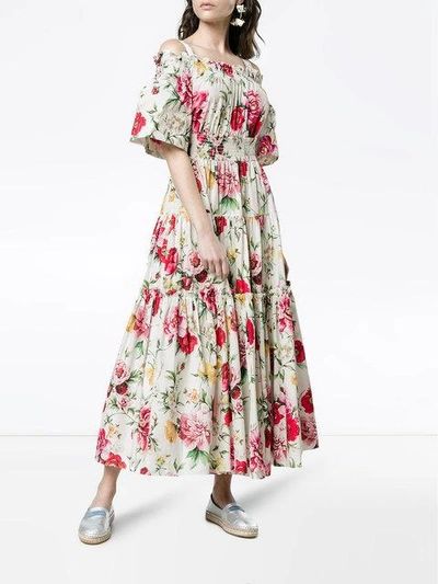 Shop Dolce & Gabbana Floral Off The Shoulder Dress