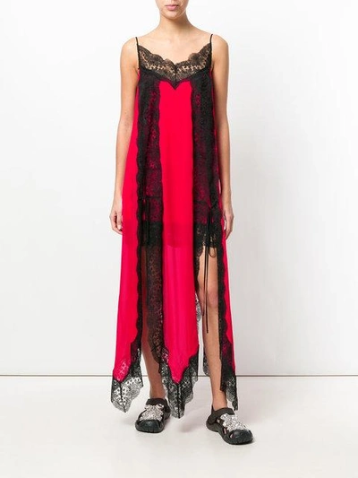 Shop Christopher Kane Lace Trim Layered Dress In Red