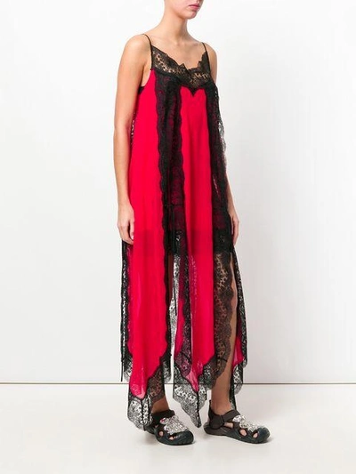 Shop Christopher Kane Lace Trim Layered Dress In Red