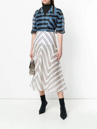 Shop Fendi Striped A In White