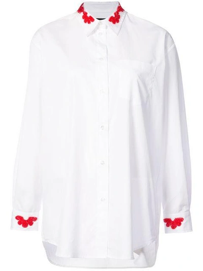 Shop Simone Rocha Shirt With Beaded Appliqué In White