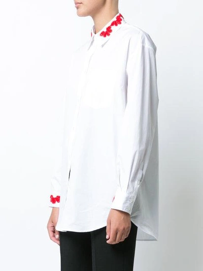 Shop Simone Rocha Shirt With Beaded Appliqué In White