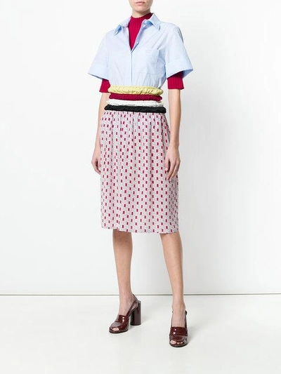 Shop Marni Ruched Waist Printed Midi Skirt In Multicolour
