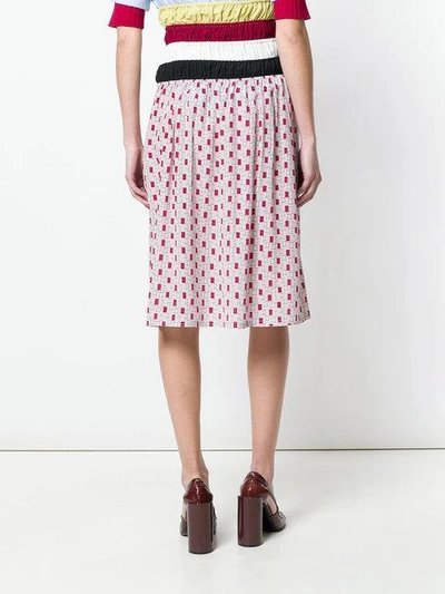 Shop Marni Ruched Waist Printed Midi Skirt In Multicolour