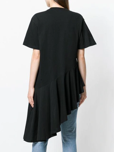 Shop Au Jour Le Jour Asymmetric Hem Patch T-shirt In Black