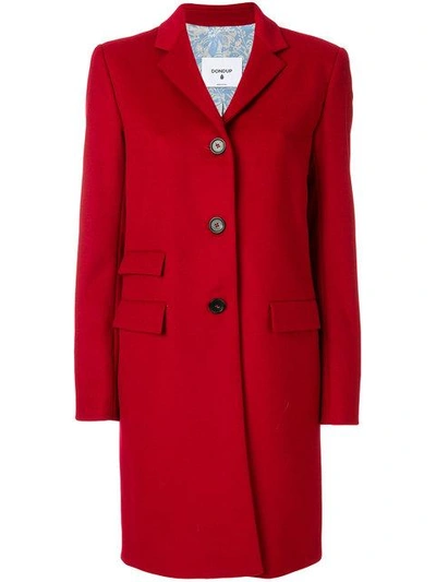 Shop Dondup Fitted Button Up Coat - Red