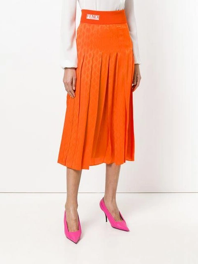 Shop Fendi Pleated Midi Skirt