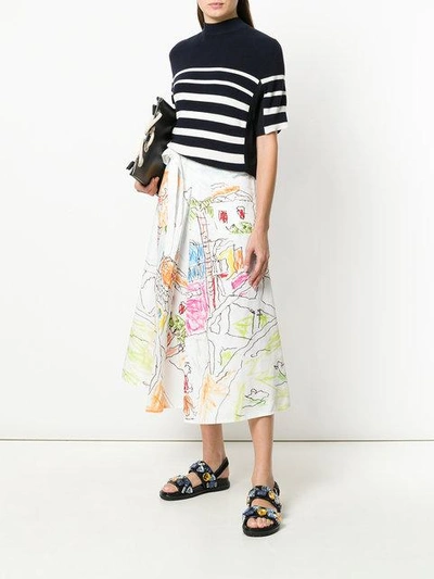 Shop Marni Printed Panel Skirt In Multicolour