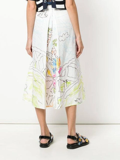 Shop Marni Printed Panel Skirt In Multicolour
