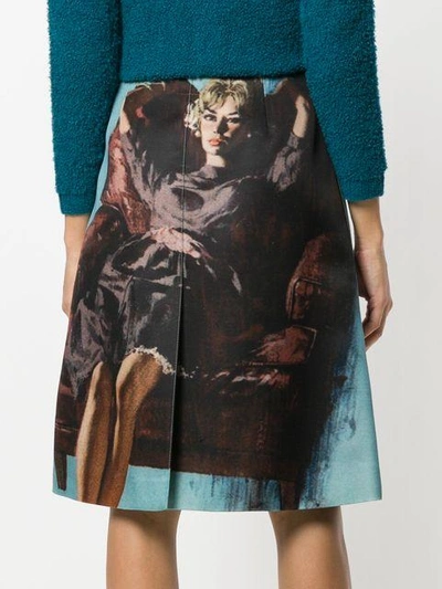 Shop Prada Pin Up Print Midi Skirt - Multicolour
