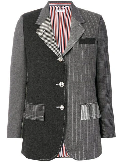 Shop Thom Browne Classic Patchwork Blazer In Grey