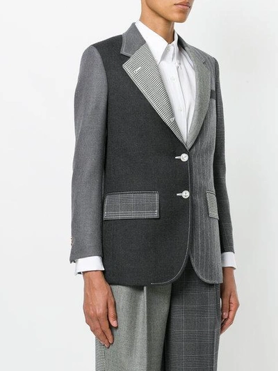 Shop Thom Browne Classic Patchwork Blazer In Grey