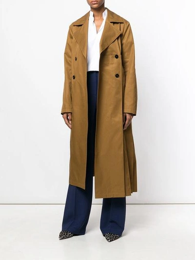 Shop Jil Sander Pleated Back Trench Coat In Brown