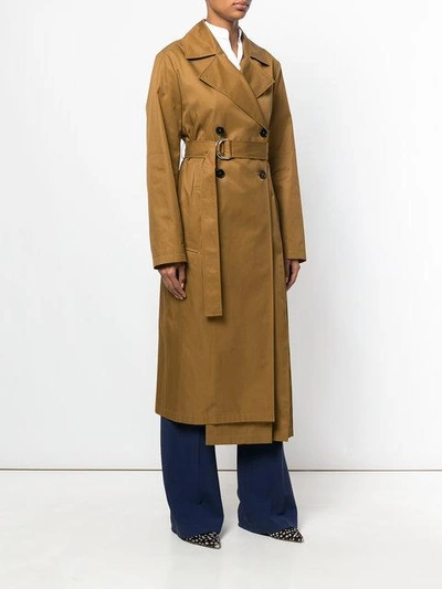 Shop Jil Sander Pleated Back Trench Coat In Brown