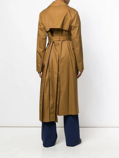 Shop Jil Sander Pleated Back Trench Coat In Brown