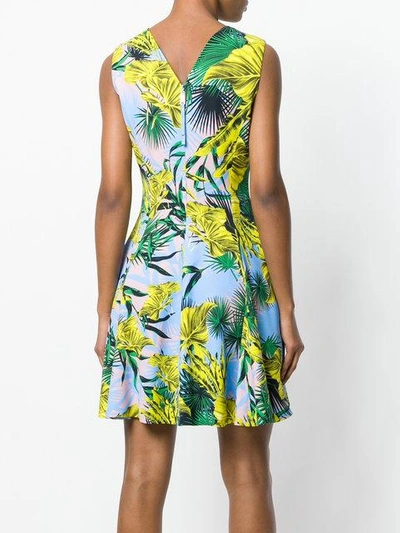 Shop Versace Leaf Print Mini Dress In Multicolour