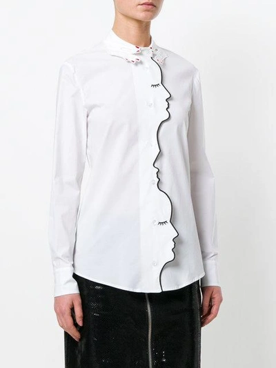 Shop Vivetta Long Sleeved Faces Shirt In White