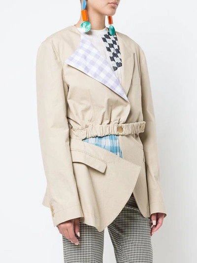 Shop Loewe Asymmetric Patchwork Jacket - Grey