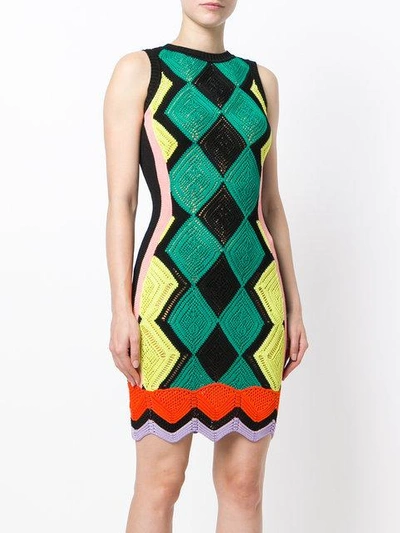 Shop Versace Fitted Crochet Dress - Green
