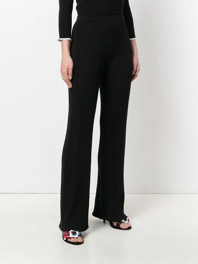 Shop Sonia Rykiel Ribbed-knit Trousers - Black