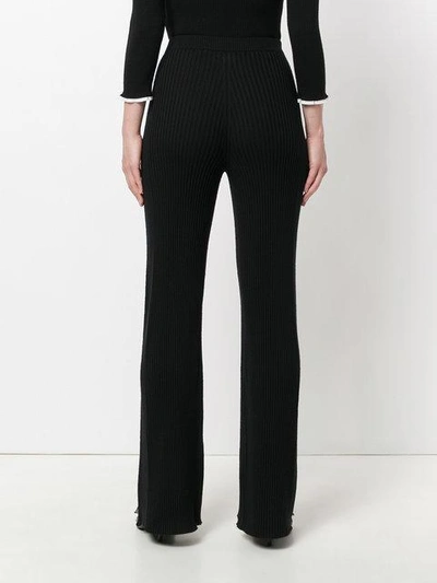 Shop Sonia Rykiel Ribbed-knit Trousers - Black