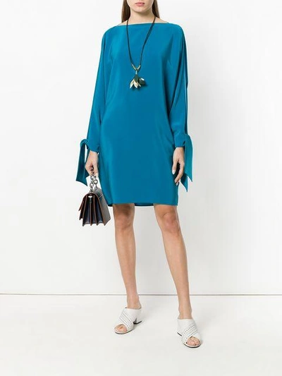 Shop Gianluca Capannolo Tied Sleeves Dress In Blue