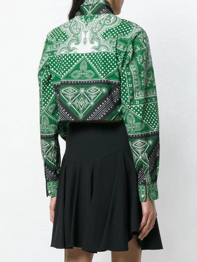 Shop Etro Mixed Print Knotted Shirt - Green