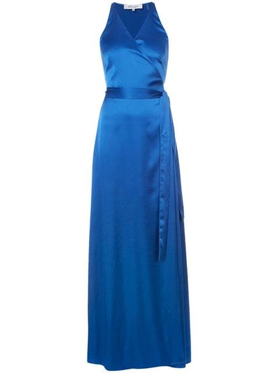 Shop Diane Von Furstenberg Floor-length Wrap Dress In Blue