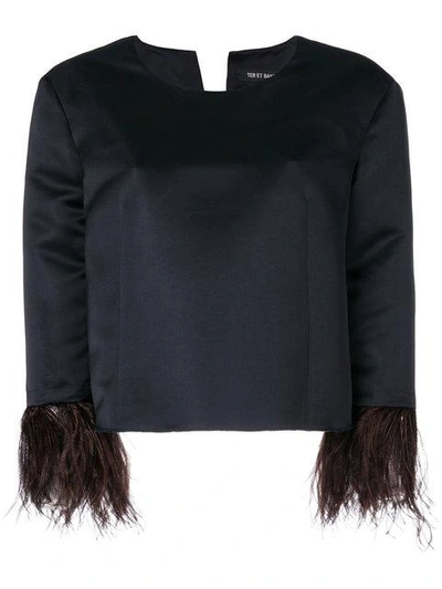 Shop Ter Et Bantine Feather Trim Top In Black