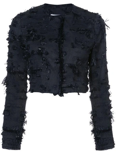 Shop Kimora Lee Simmons Cropped Jacket With Eyelash Fringe In Blue