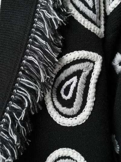 Shop Alanui Embroidered And Fringe Trim Cardigan - Black