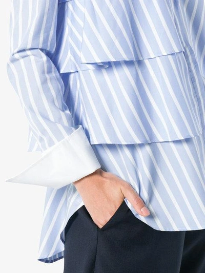 Shop Monographie Ruffle Stripe Long Sleeve Shirt